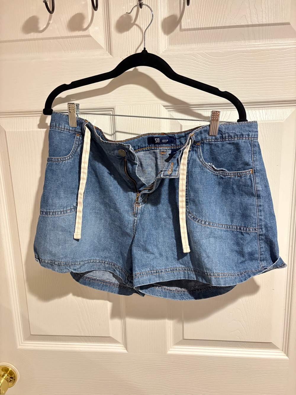SO Light Blue Denim Drawstring Jean Shorts